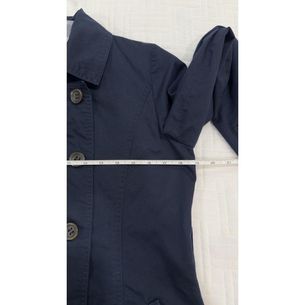 XXI Forever 21 Navy Blue Double Breasted Trench Coat Jacket Women's Medium - Picture 6 of 10